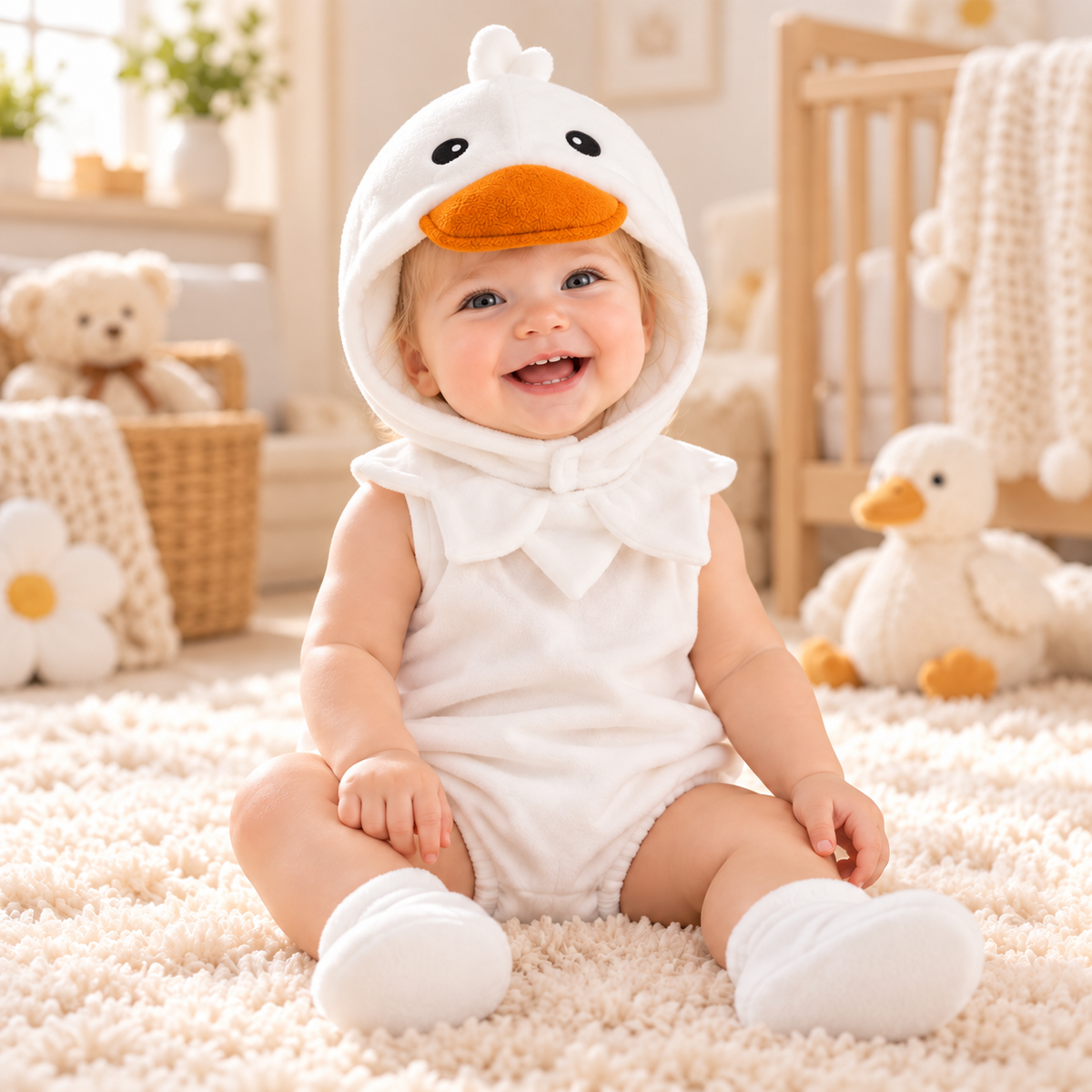 Baby 3-Piece Costume Romper Set with Hood & Socks