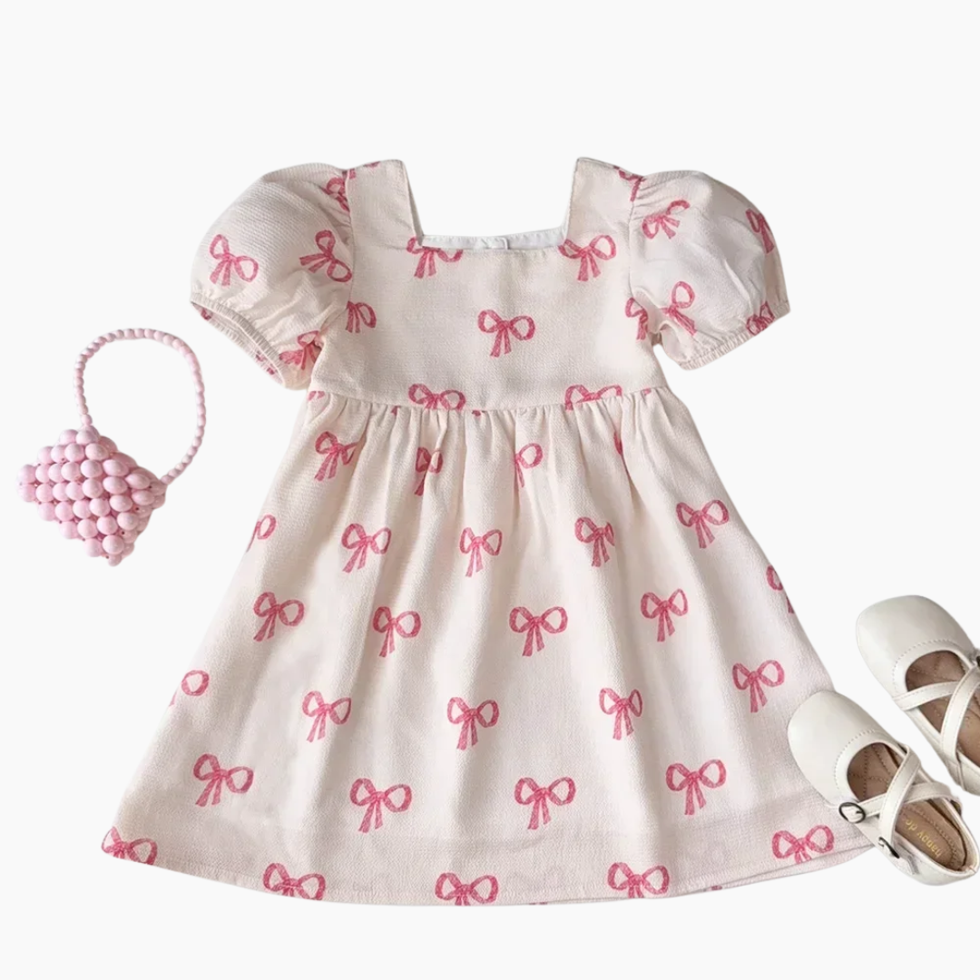 Sweet Bow Print Princess Dress