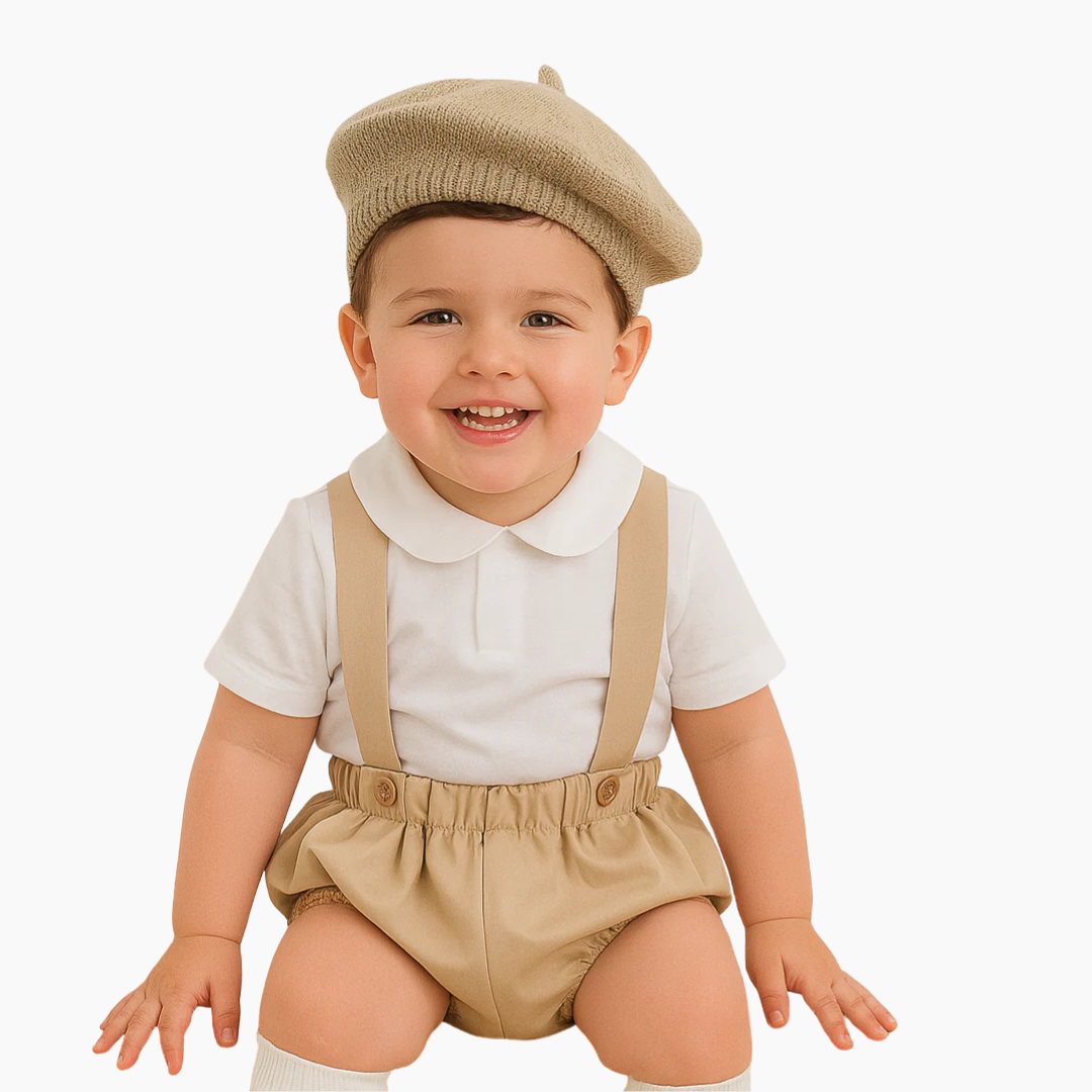 Unisex Baby Suspender Romper Set