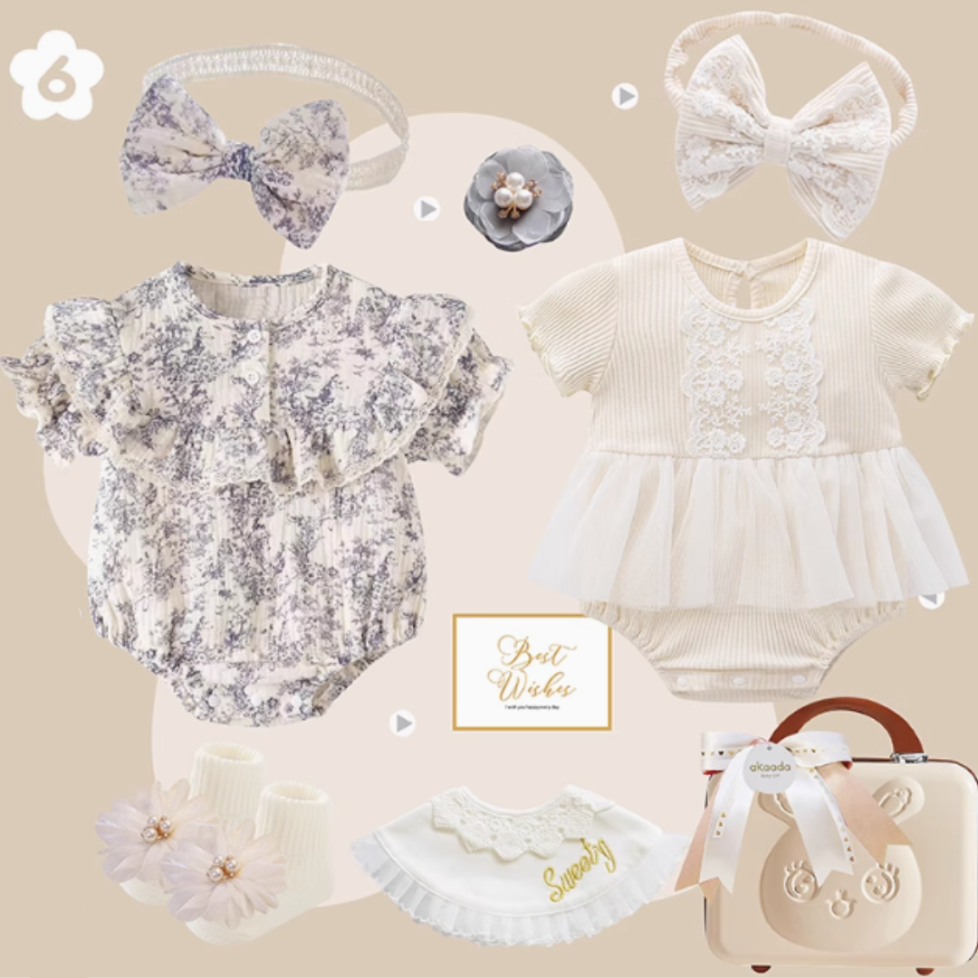 Rococo Blue & Grey” Baby Girl Gift Set