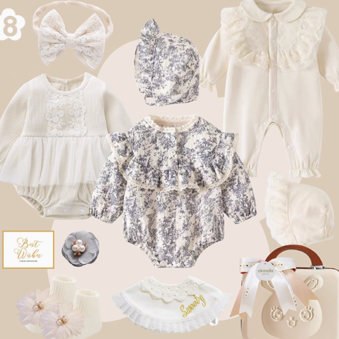 Rococo Blue & Grey” Baby Girl Gift Set