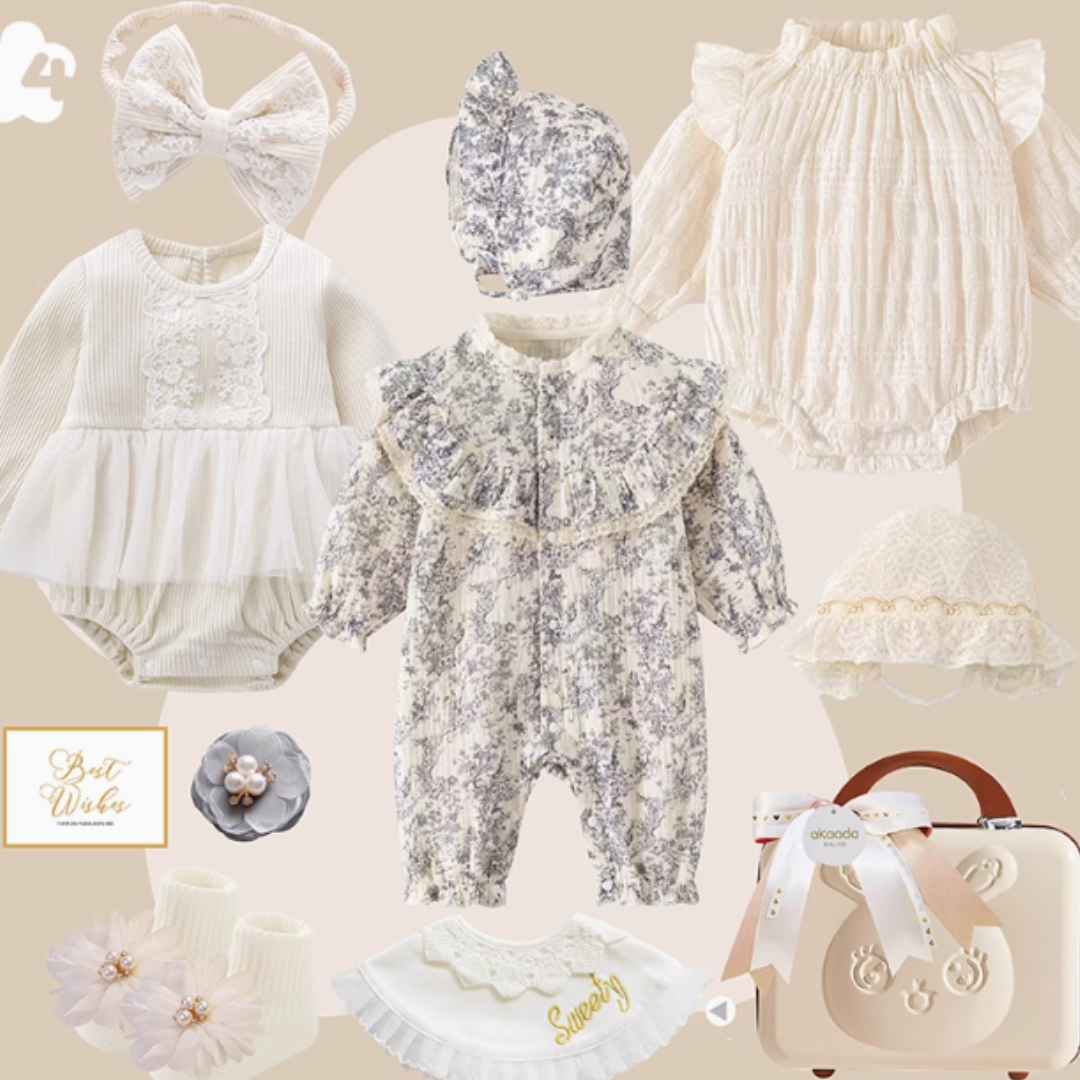Rococo Blue & Grey” Baby Girl Gift Set
