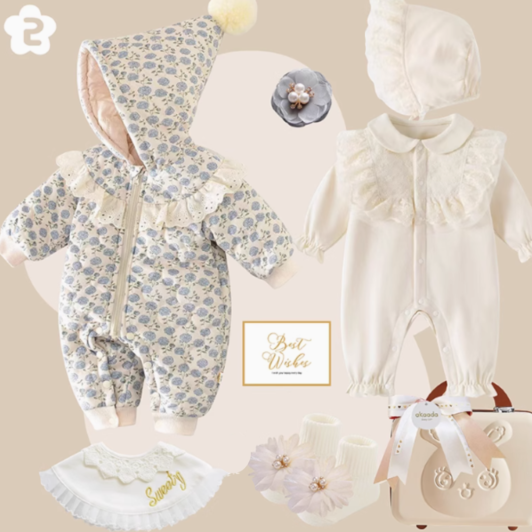Rococo Blue & Grey” Baby Girl Gift Set