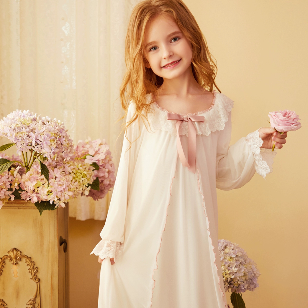 Princess Lace Long Sleeve Nightgown for Girls