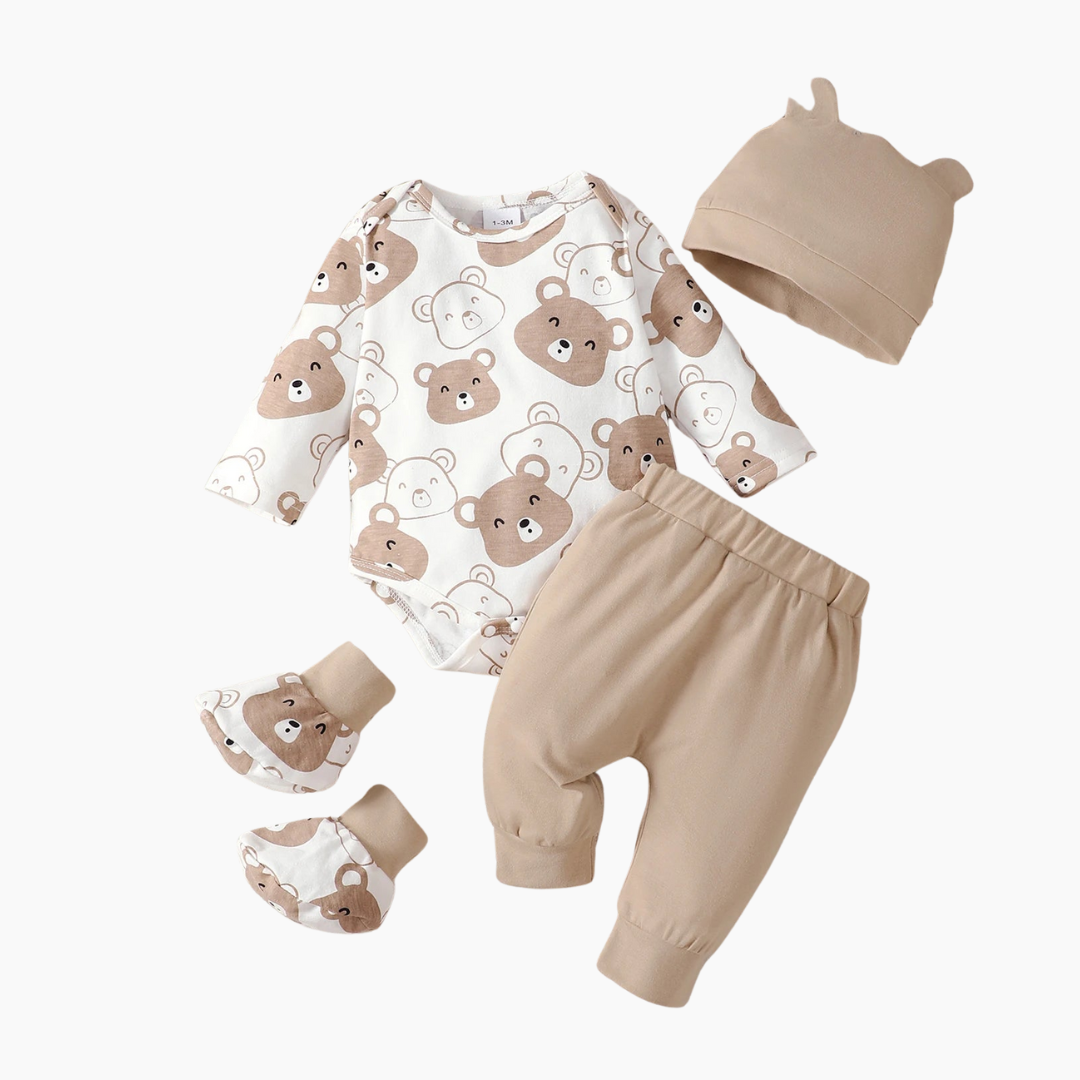 Long Sleeve Bear Baby Bodysuit Set