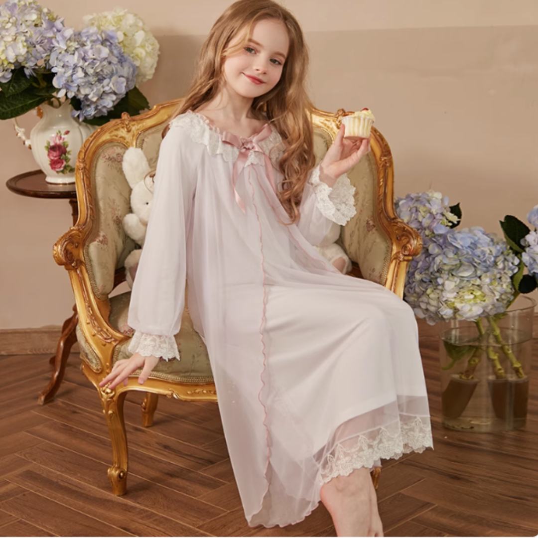 Princess Lace Long Sleeve Nightgown for Girls