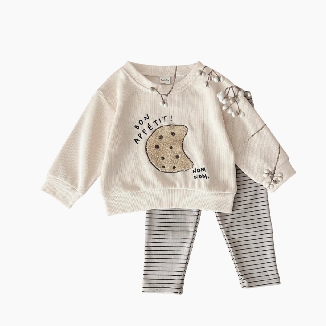 Cute Croissant or Cookie Sweatshirt Set