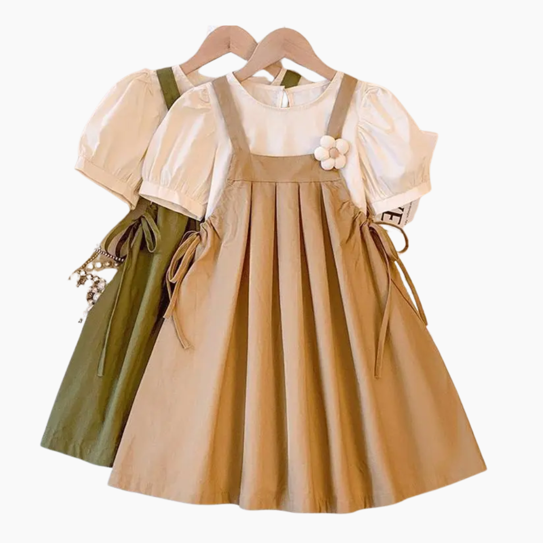 Puff Sleeve Top & Suspender Skirt