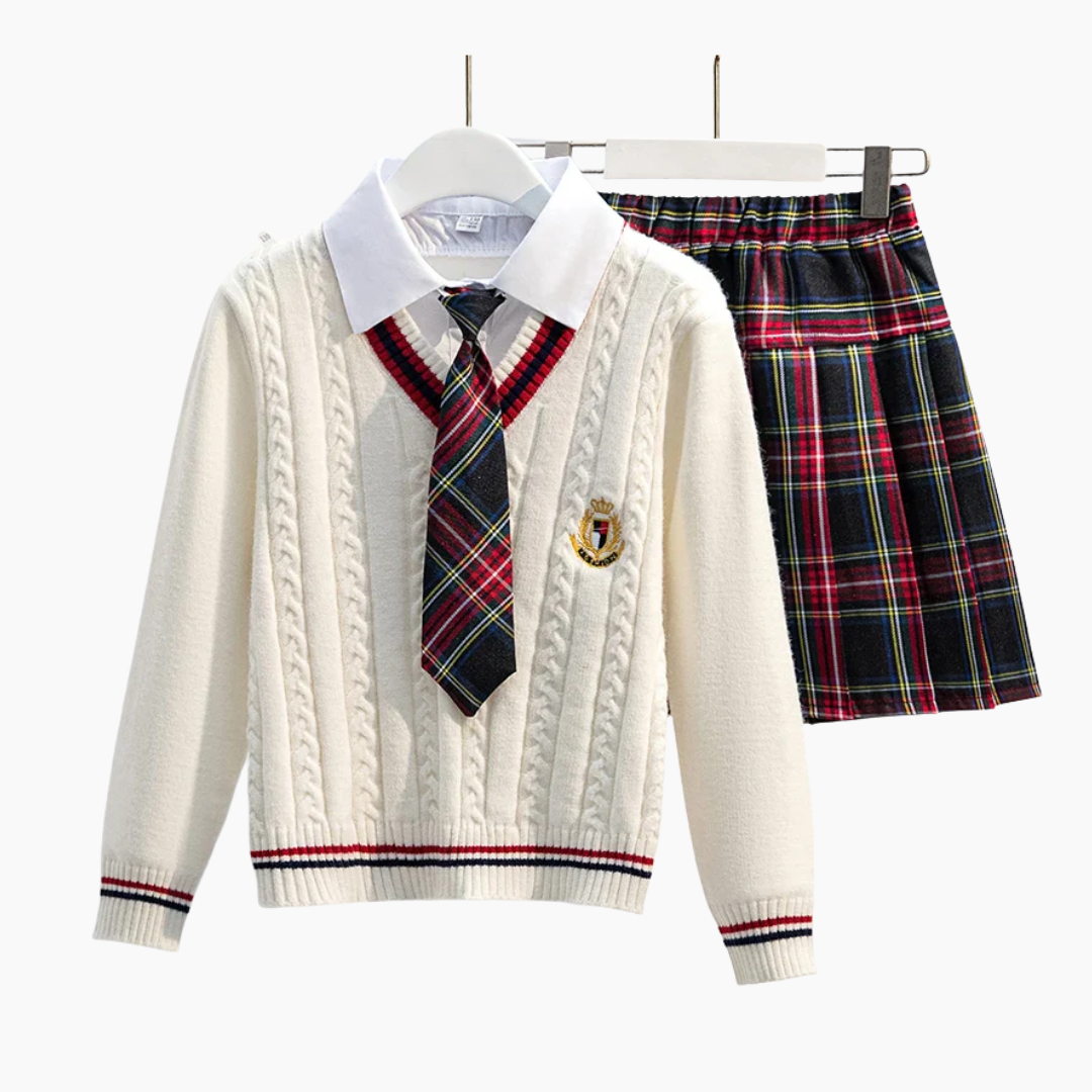 Girls’ Preppy School Uniform Set