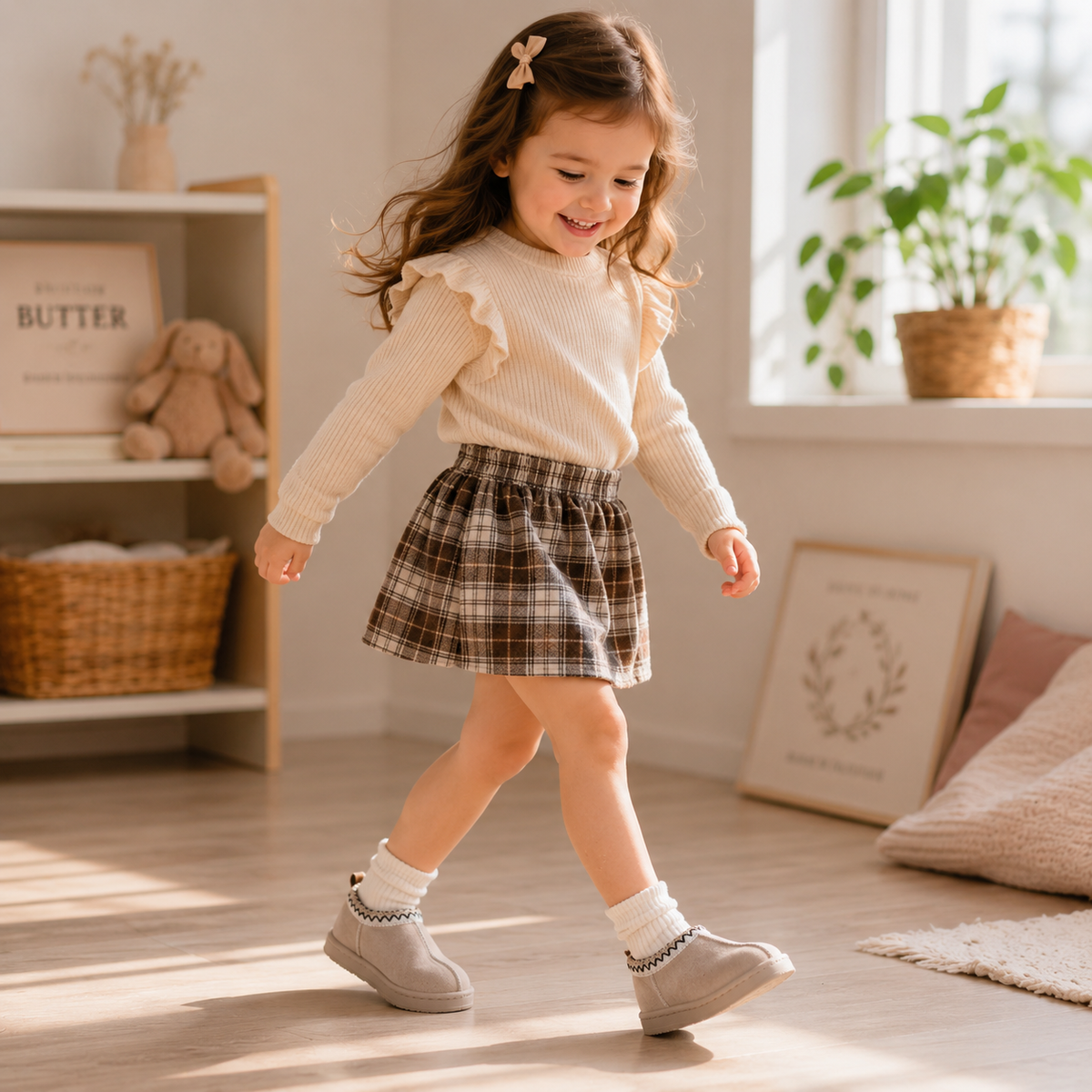 Suede Children's Ankle Boots - Warm Plush Fur Winter Fashion Shoes