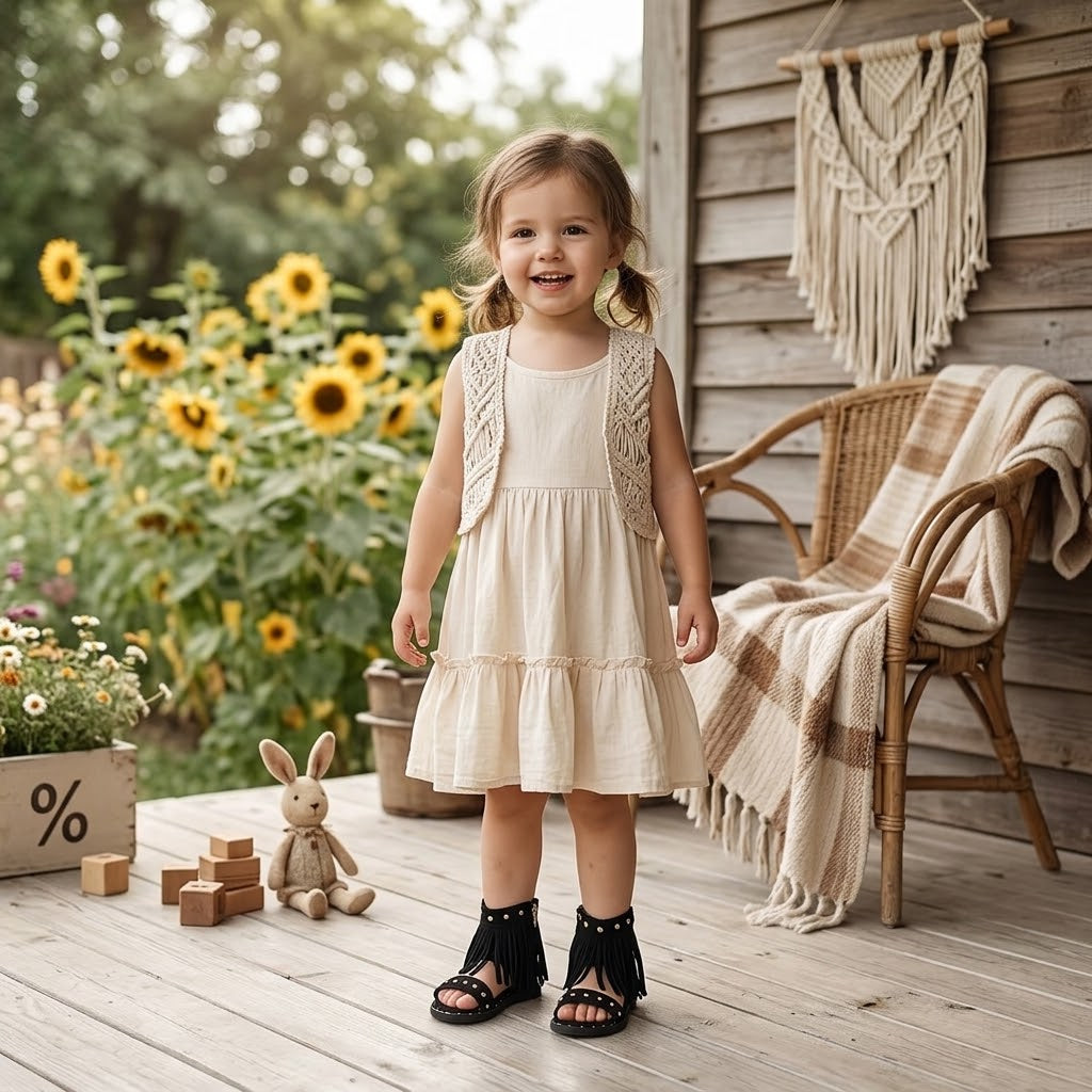 Girls’ Summer Tassel Strap Bohemian Roman Sandals