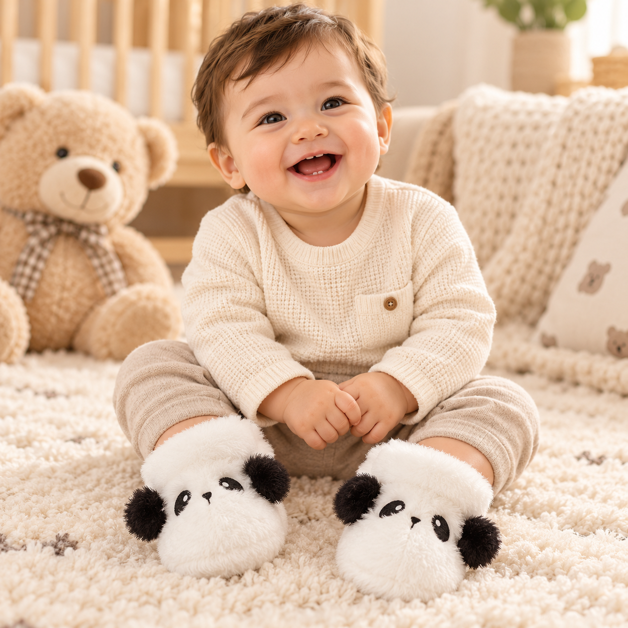 Baby Plush Winter Booties with Soft Soles