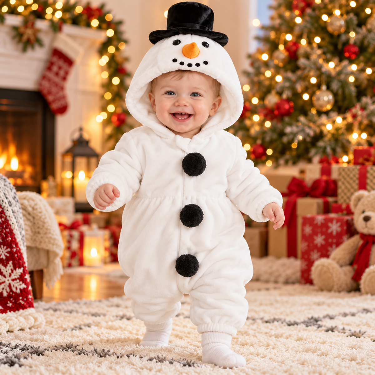 Baby Christmas Hooded Romper Costume – Gingerbread, Tree, Santa & Snowman