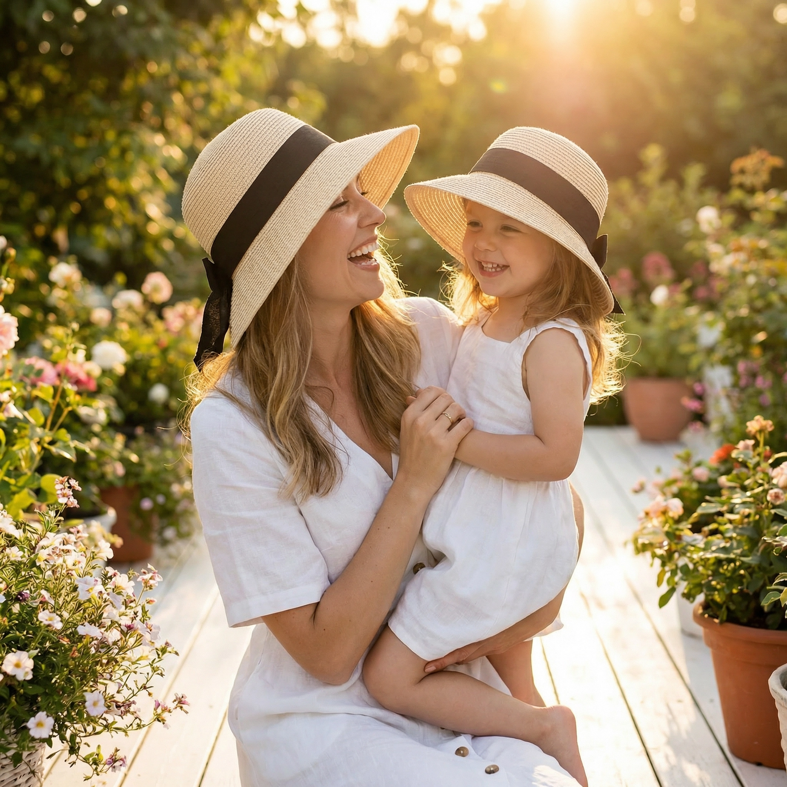 2pcs Mother & Daughter Matching Straw Sun Hats