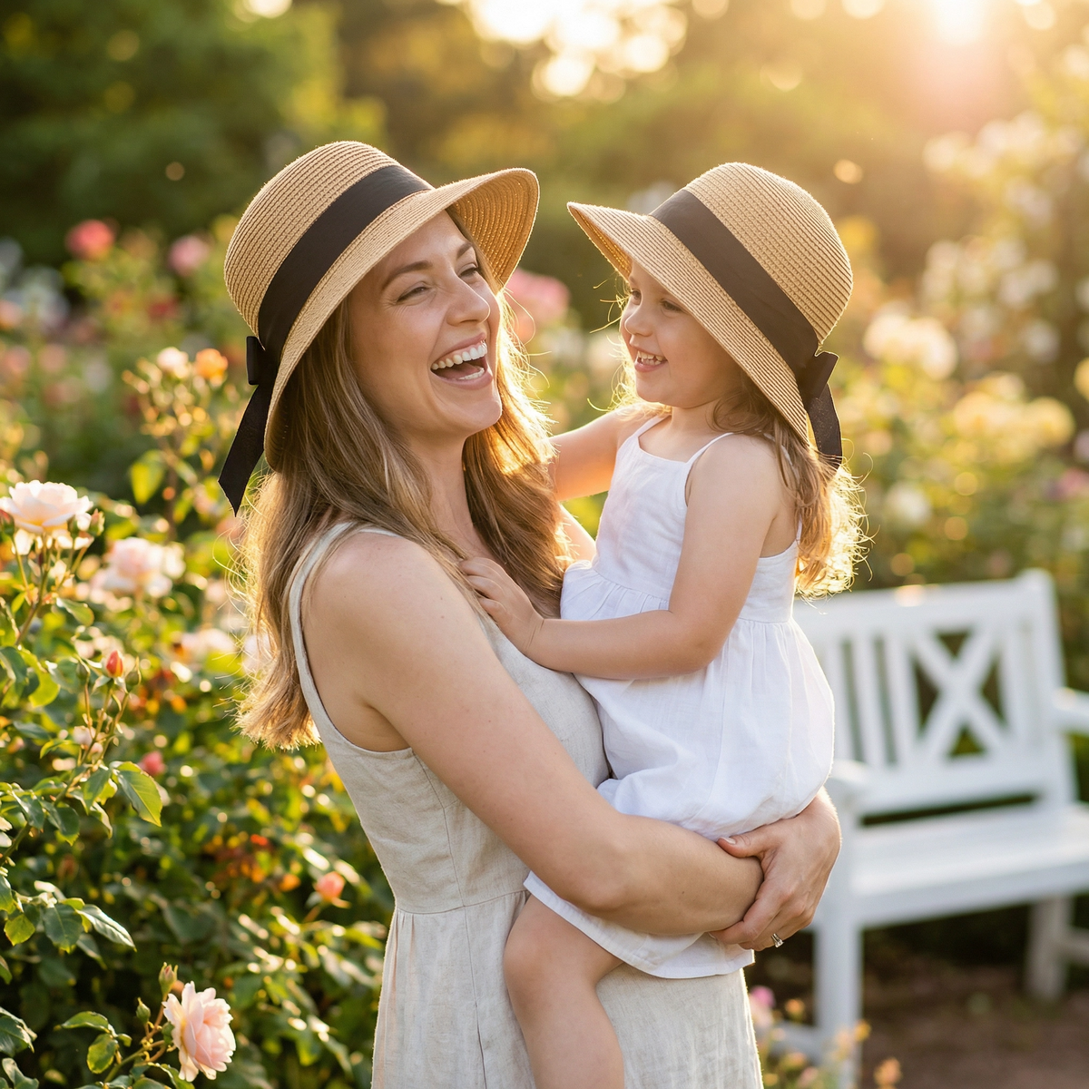 2pcs Mother & Daughter Matching Straw Sun Hats