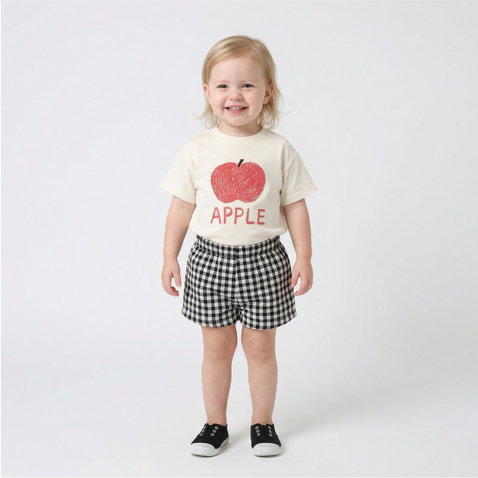 Fruit T-shirt & Plaid Shorts Set