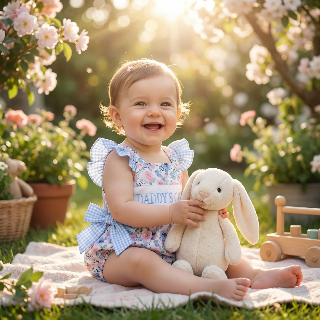 Floral Print & Embroidery Fly Sleeve Romper