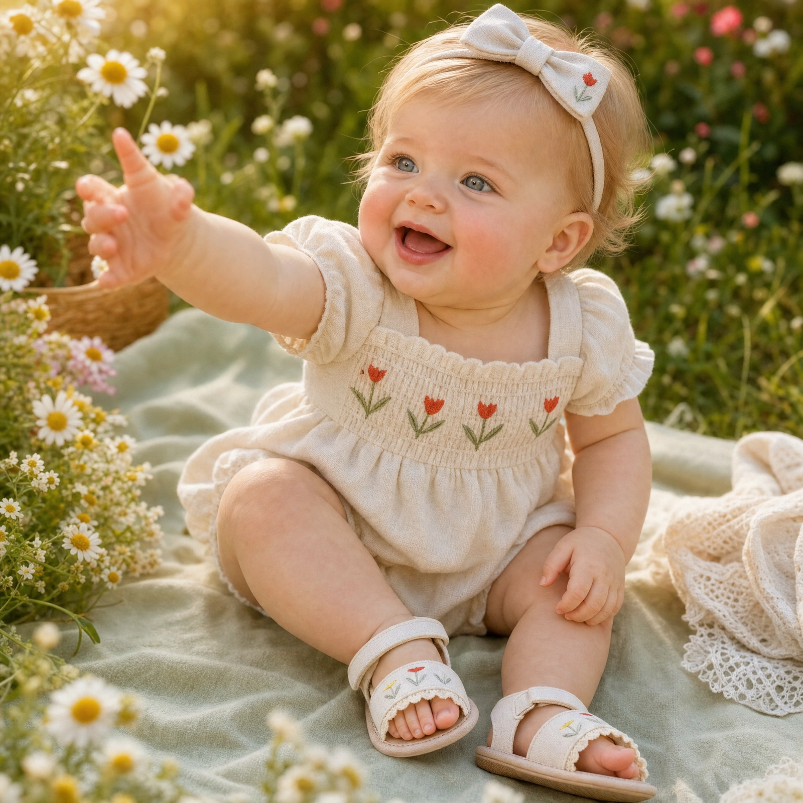 Baby Girl Satin Bow Floral Closed Back Support Sandals