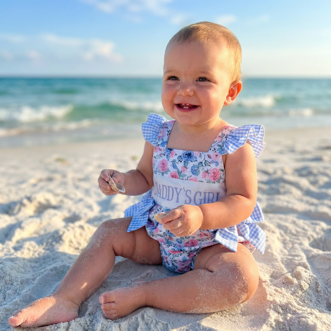 Floral Print & Embroidery Fly Sleeve Romper