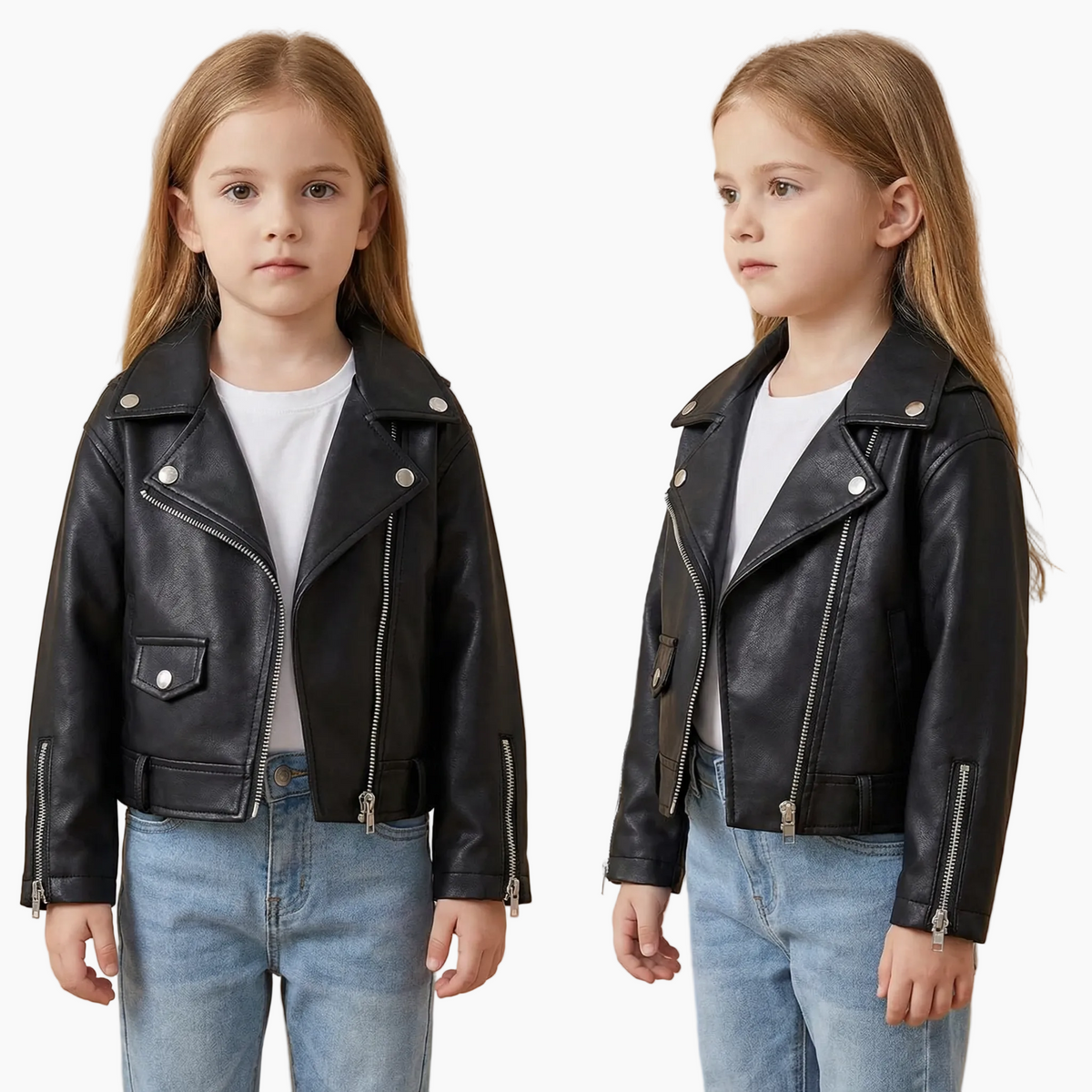 Girls' Faux Leather Moto Jacket