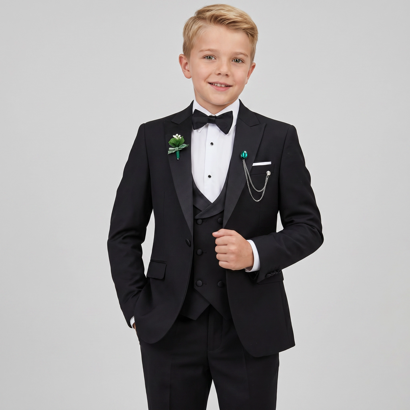 3-Piece Elegant Burgundy Tuxedo Suit Set for Boys
