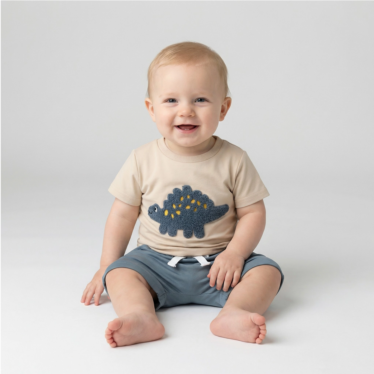 2-Piece Dinosaur Embroidered Summer Outfit