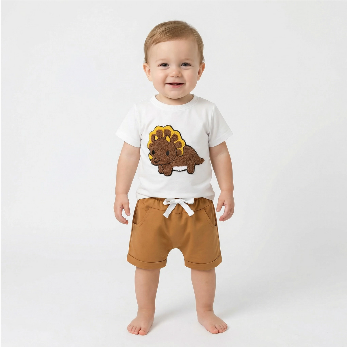 2-Piece Dinosaur Embroidered Summer Outfit