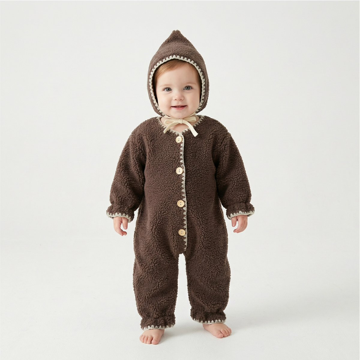 Velvet Baby Jumpsuit & Hat Set