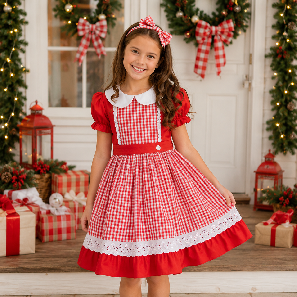 Girls Vintage Red Hood Princess Dress | Holiday Birthday Outfit
