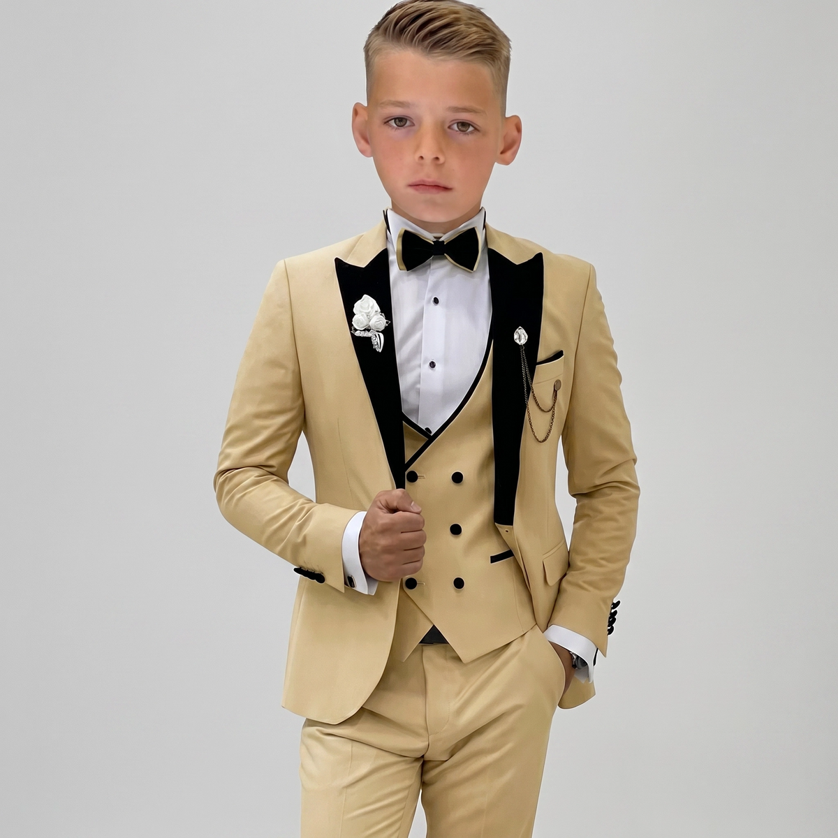 3-Piece Elegant Burgundy Tuxedo Suit Set for Boys