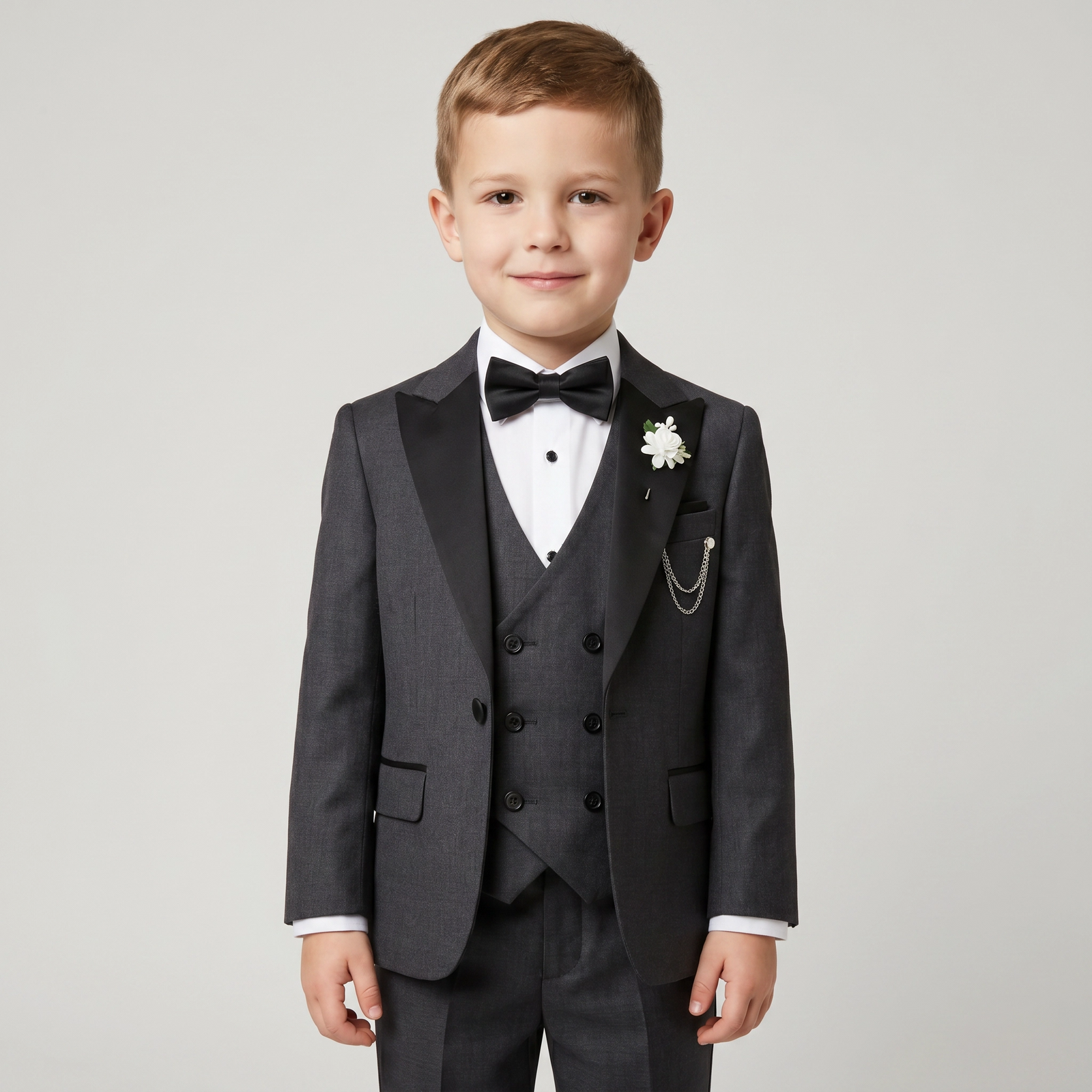 3-Piece Elegant Burgundy Tuxedo Suit Set for Boys