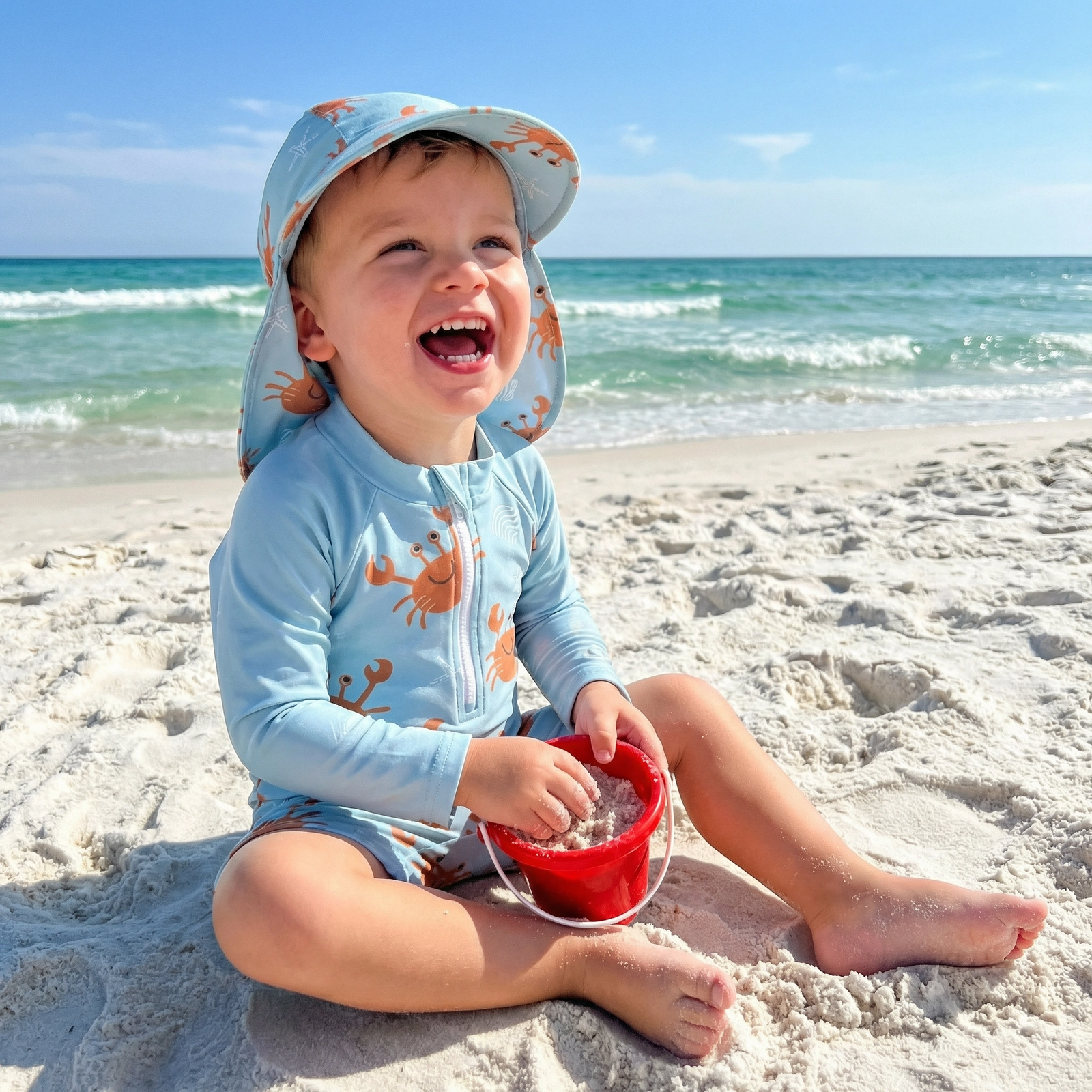 2-Piece Toddler Boys' Long Sleeve Rash Guard & Swim Cap Set