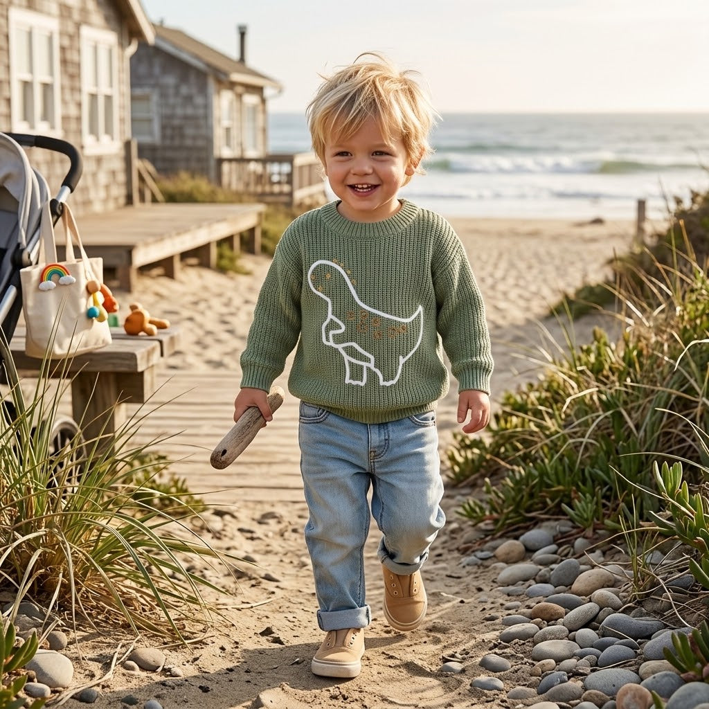 Baby & Toddler Boys' Dinosaur Embroidered Knit Sweater