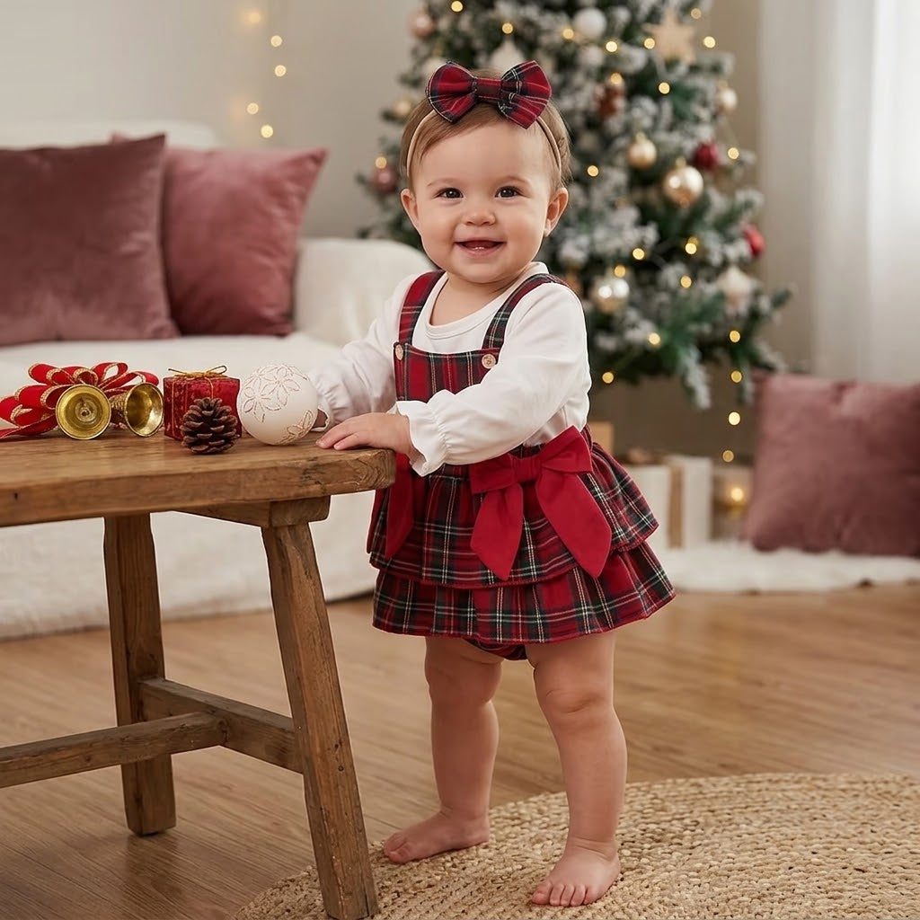 Baby Girls' Christmas 3-Piece Romper Outfit Set