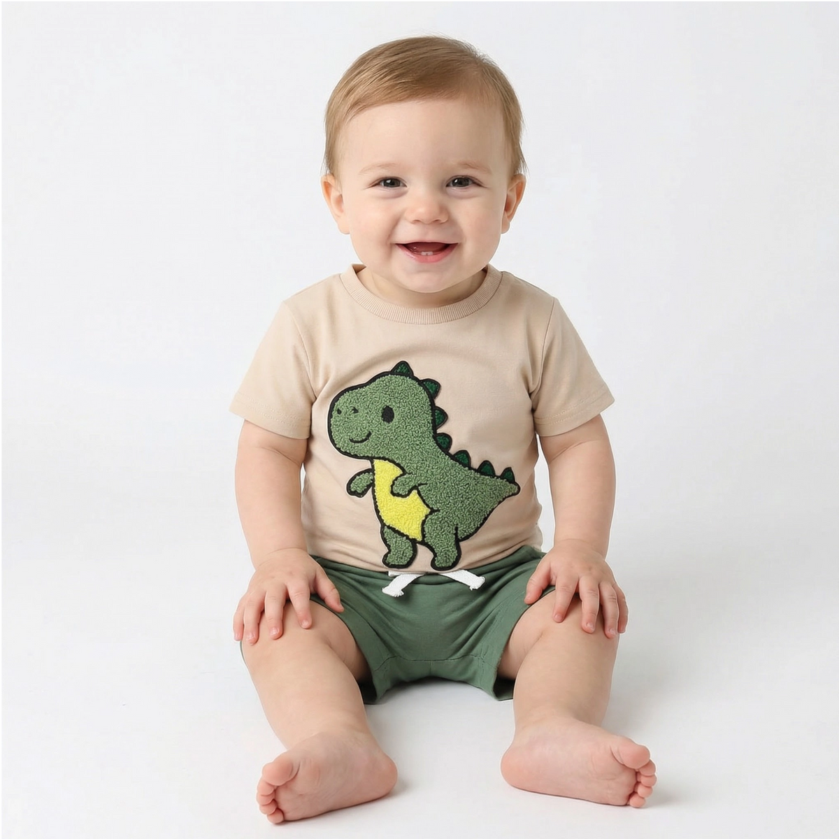 2-Piece Dinosaur Embroidered Summer Outfit