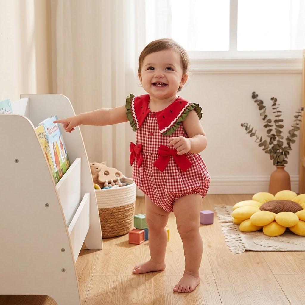 Baby Girls Watermelon Plaid Romper