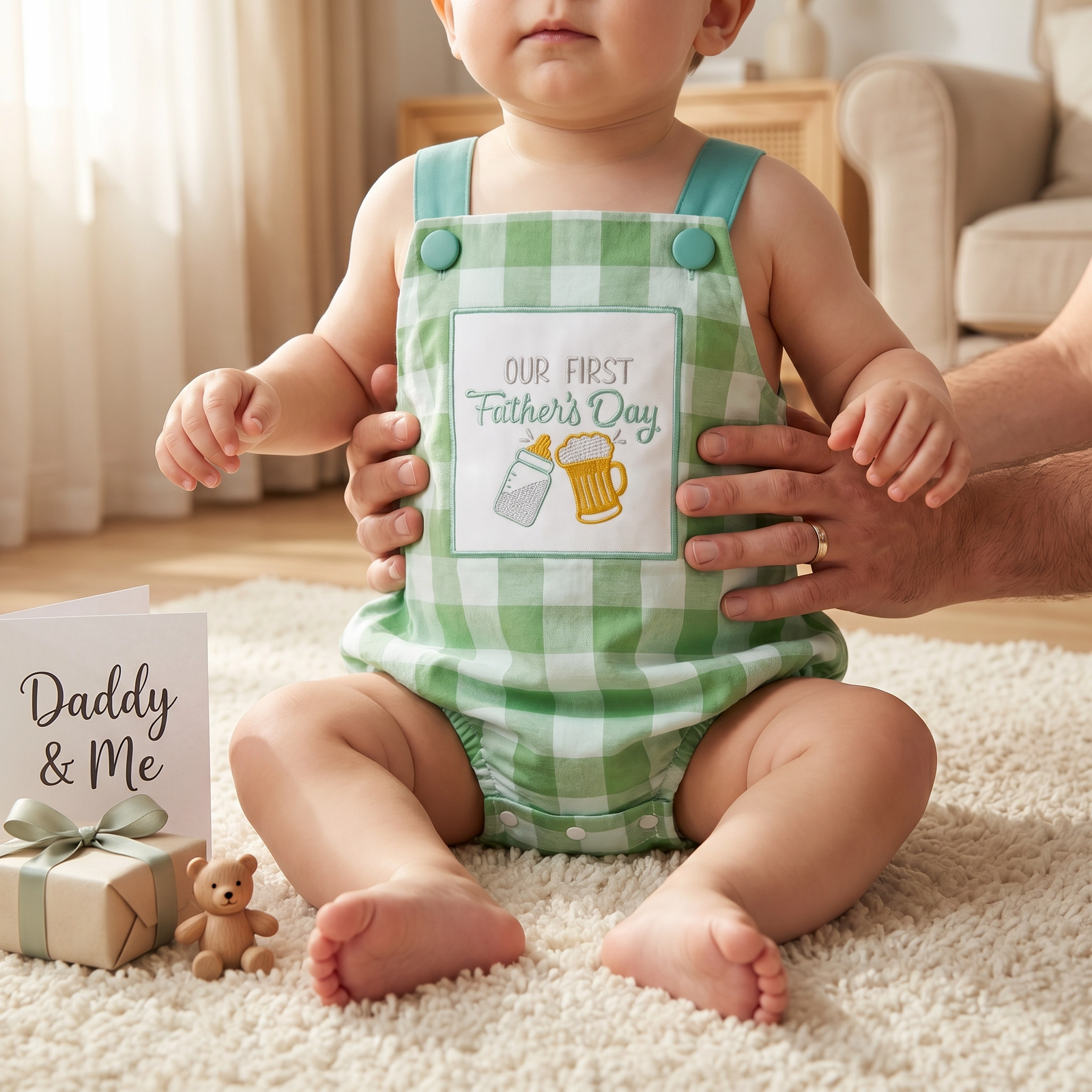 Plaid Father's Day Romper for Baby Boys & Girls