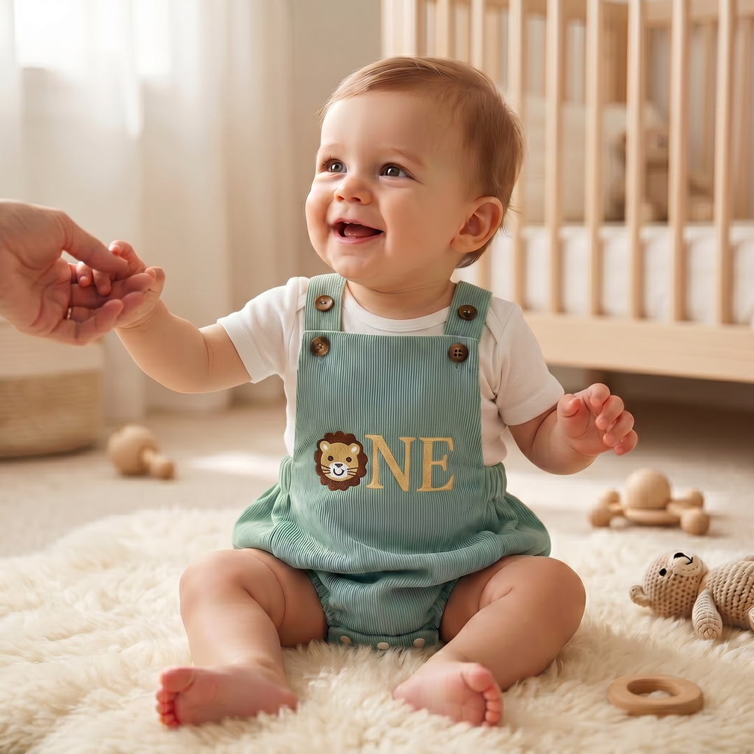 Modern Letter & Animal 1st Birthday Bubble Romper