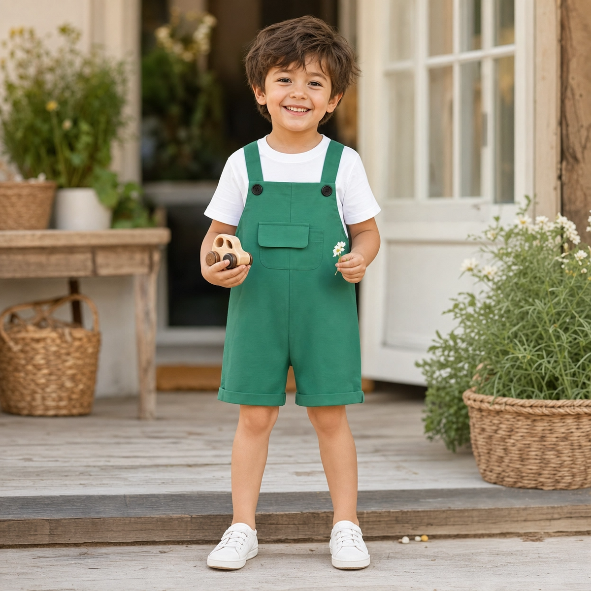 Kids Colorful Candy Color Overalls Shorts