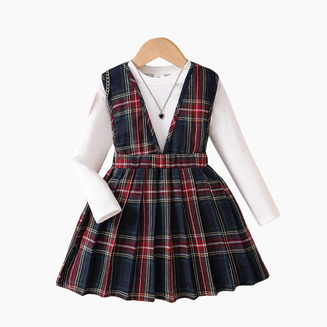 Girls' 2-Piece Plaid Dress Set