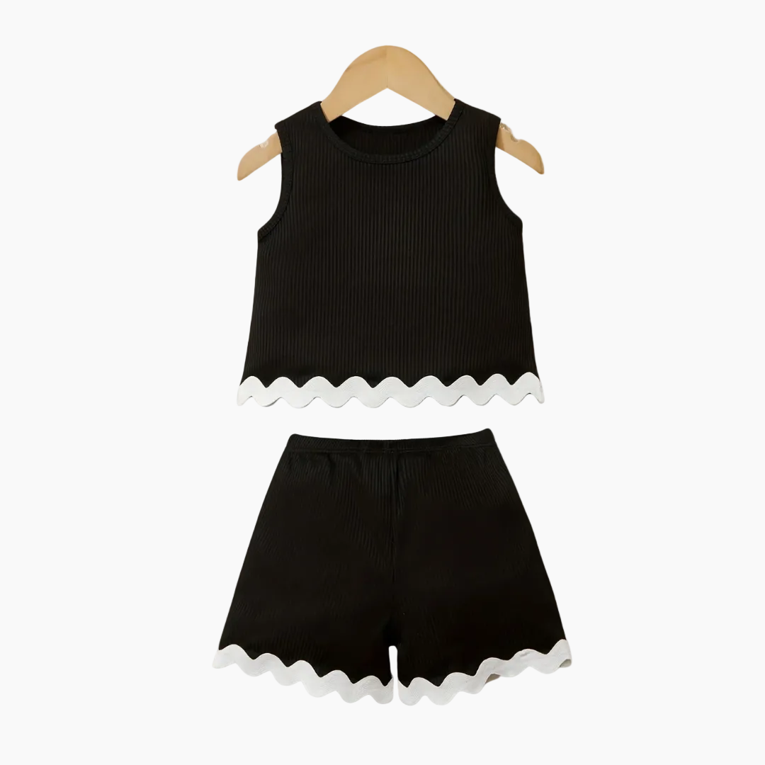 Solid Color Ribbed Vest and Shorts