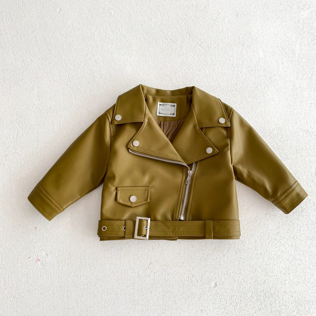 Unisex Faux Leather Moto Jacket for Kids