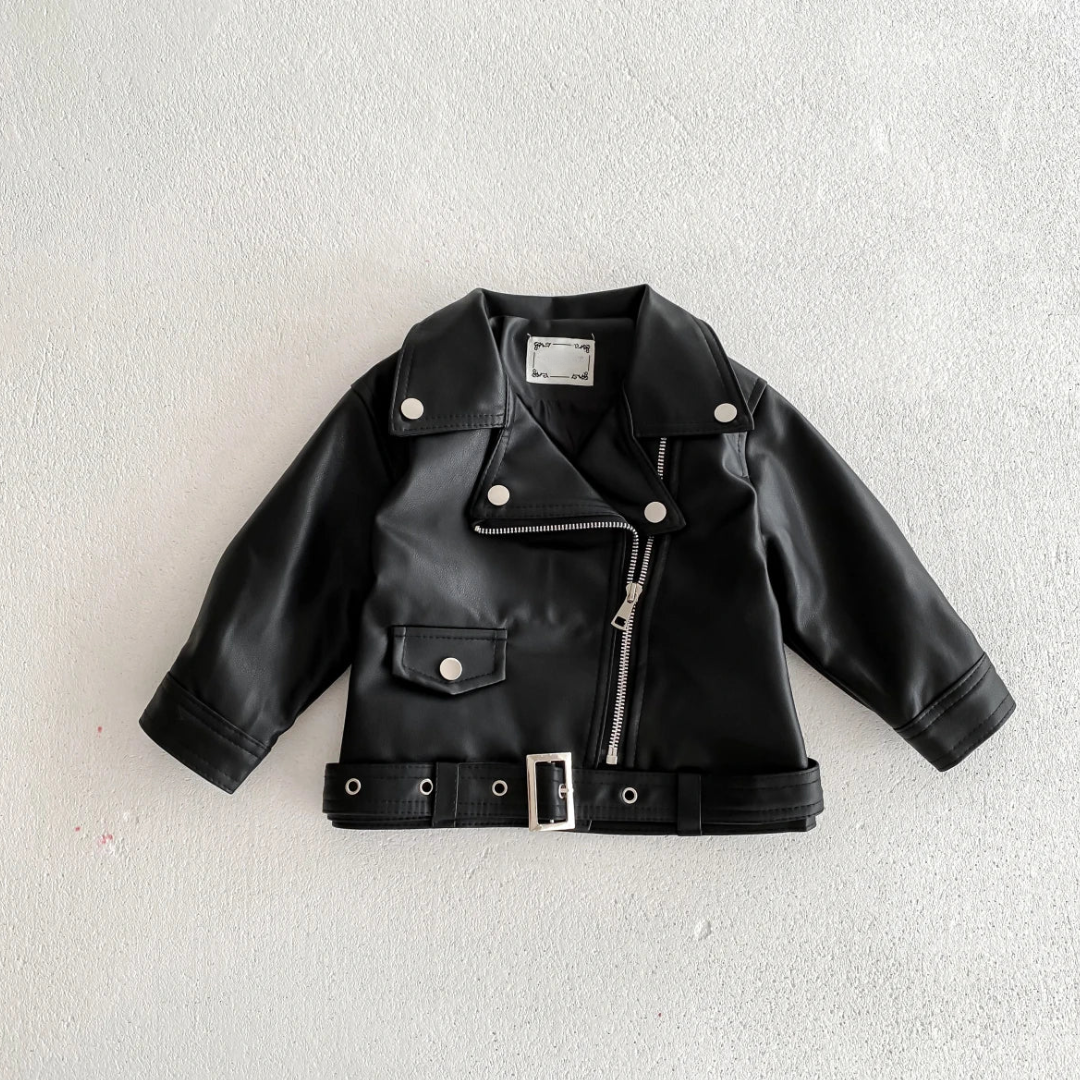 Unisex Faux Leather Moto Jacket for Kids