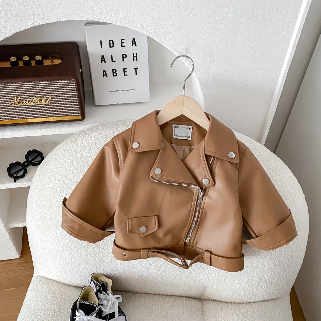 Unisex Faux Leather Moto Jacket for Kids