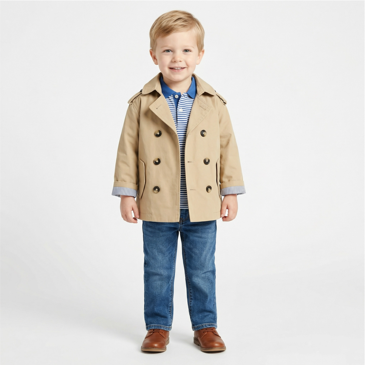 Kids' Classic Double-Breasted Trench Coat