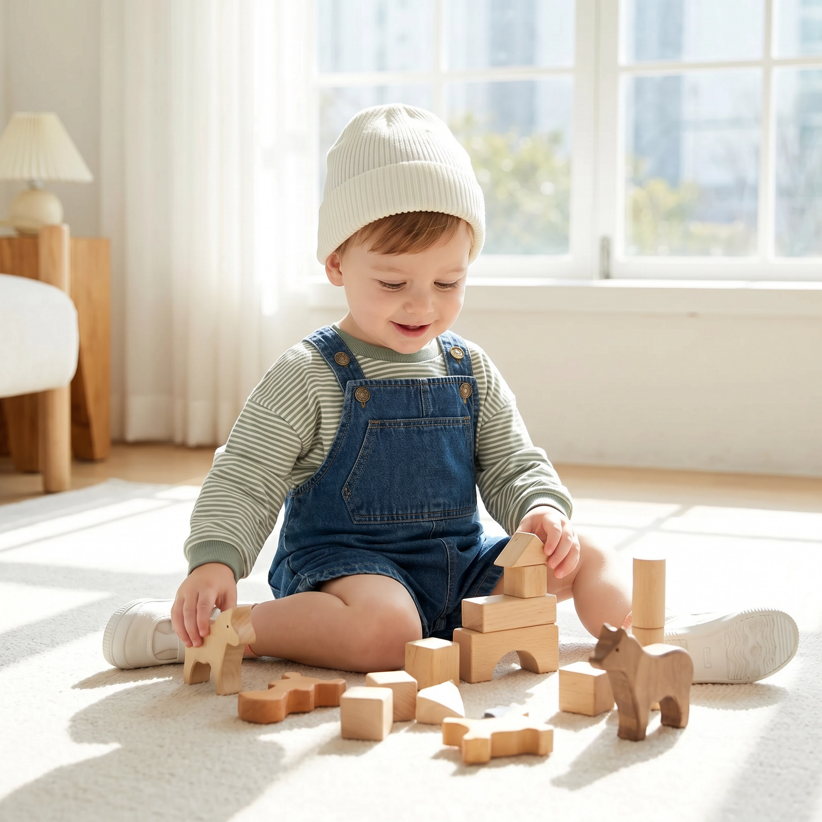 Unisex Denim Suspender Shorts for Babies & Toddlers