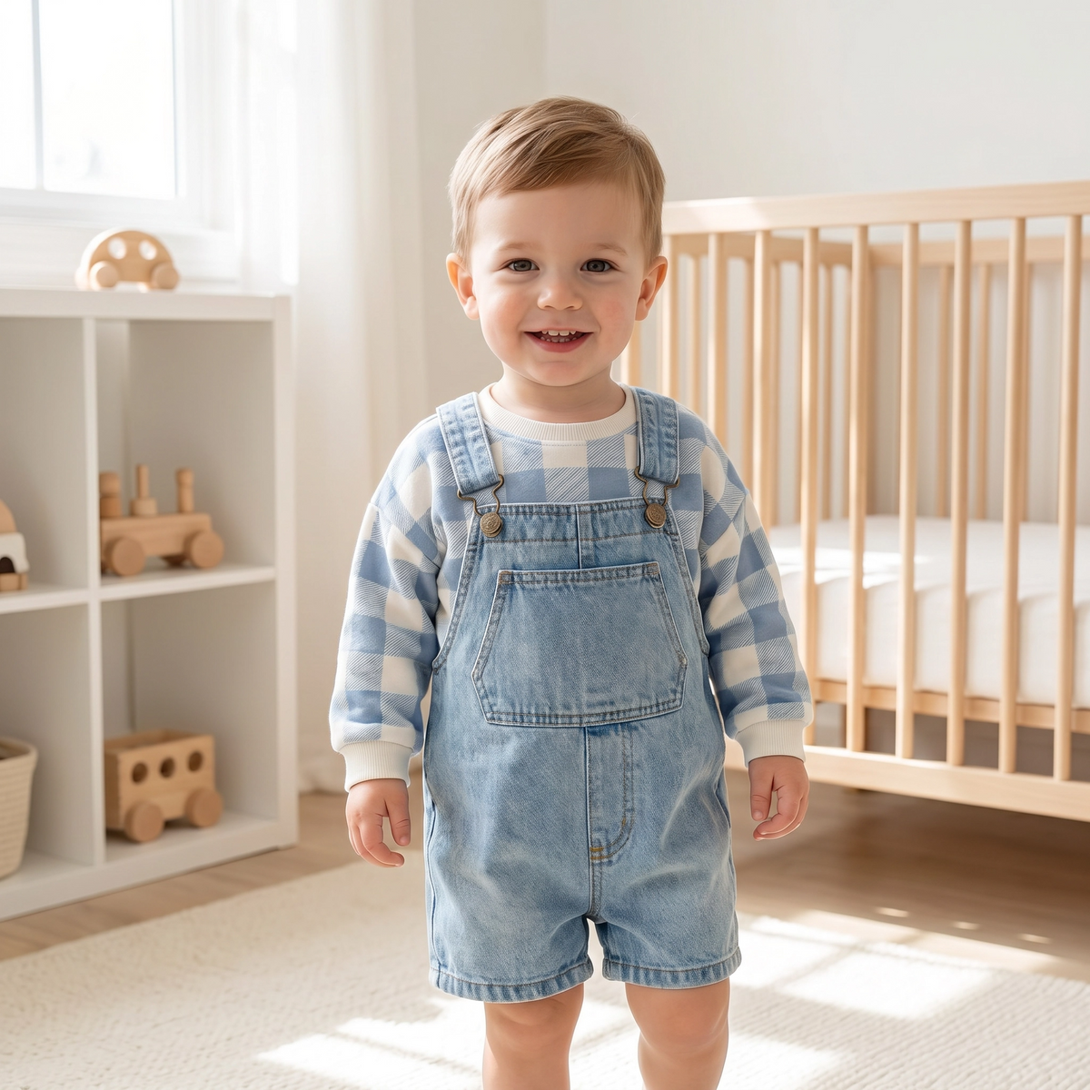 Unisex Denim Suspender Shorts for Babies & Toddlers