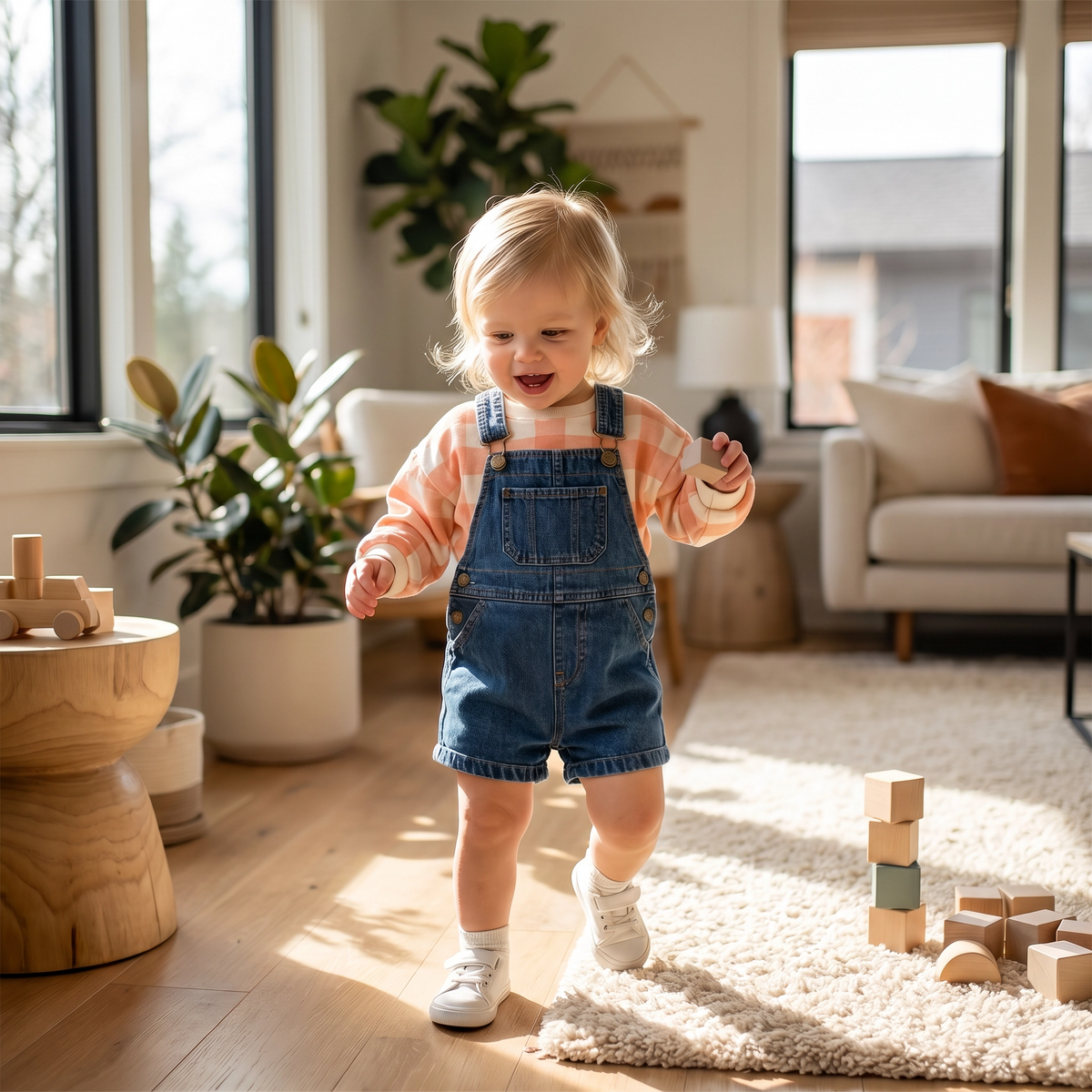 Unisex Denim Suspender Shorts for Babies & Toddlers