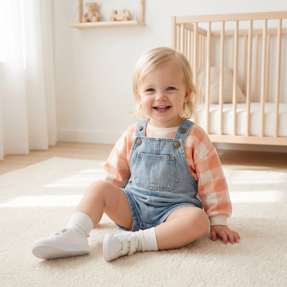 Unisex Denim Suspender Shorts for Babies & Toddlers