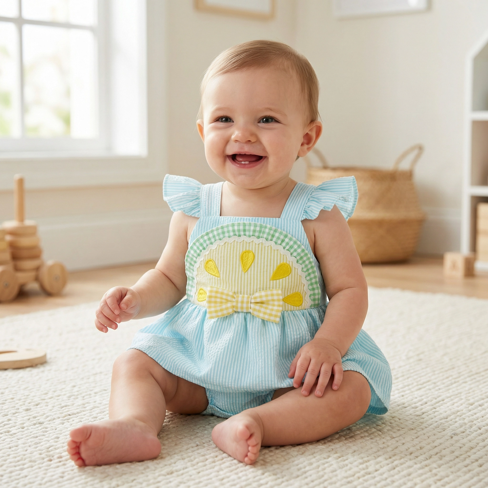 Watermelon Themed Romper Dress for Baby Girls